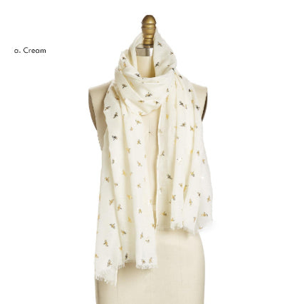 Bee-utiful Gold Bee Pattern Scarf